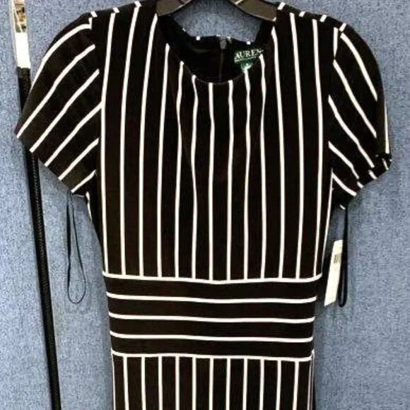 NWT Ralph Lauren black/white striped dress size 6 - Picture 2 of 6